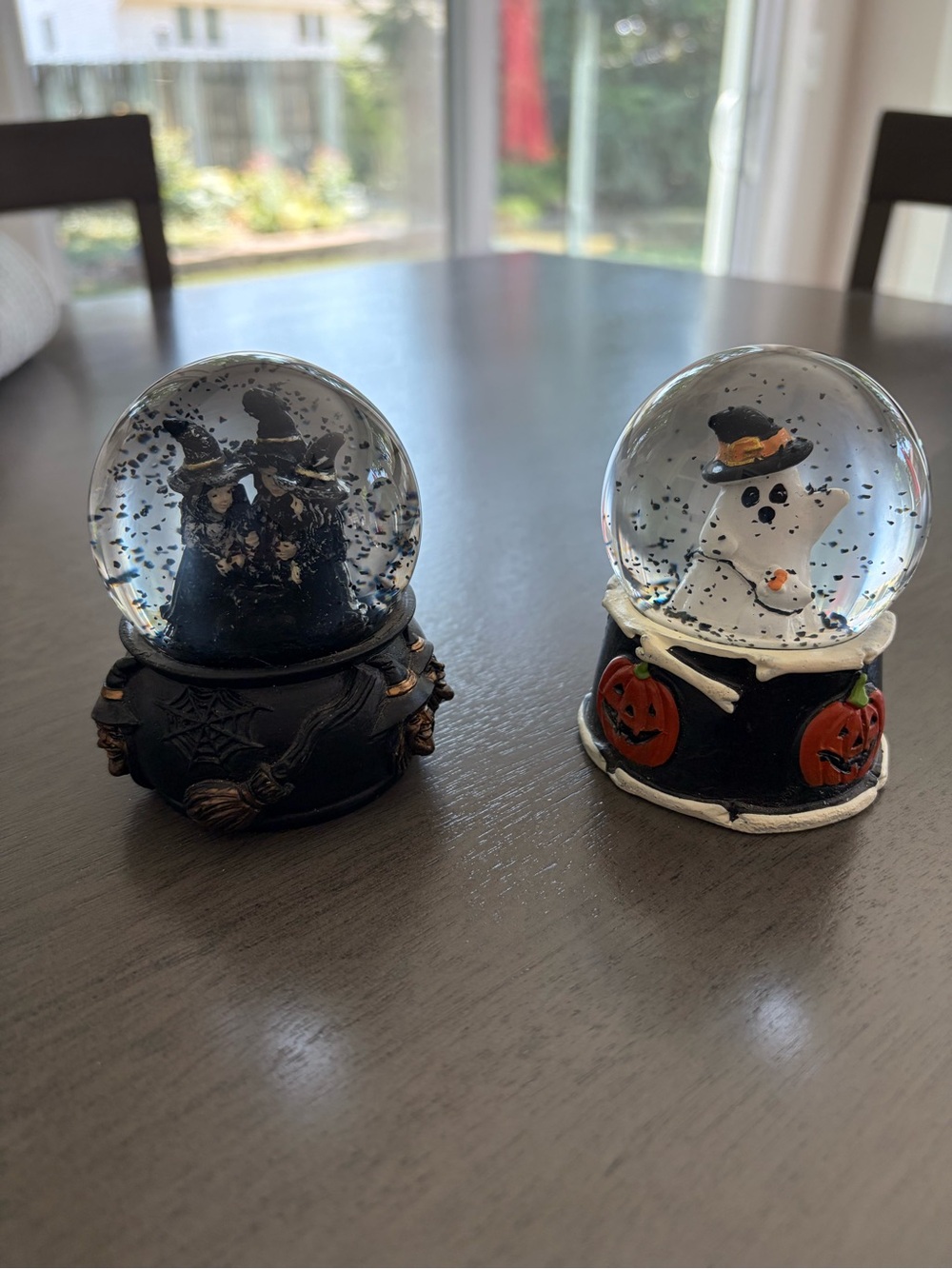 Halloween Ghost & Witch Snow Globes Set - Festive Black and White Décor - Picture 4 of 4